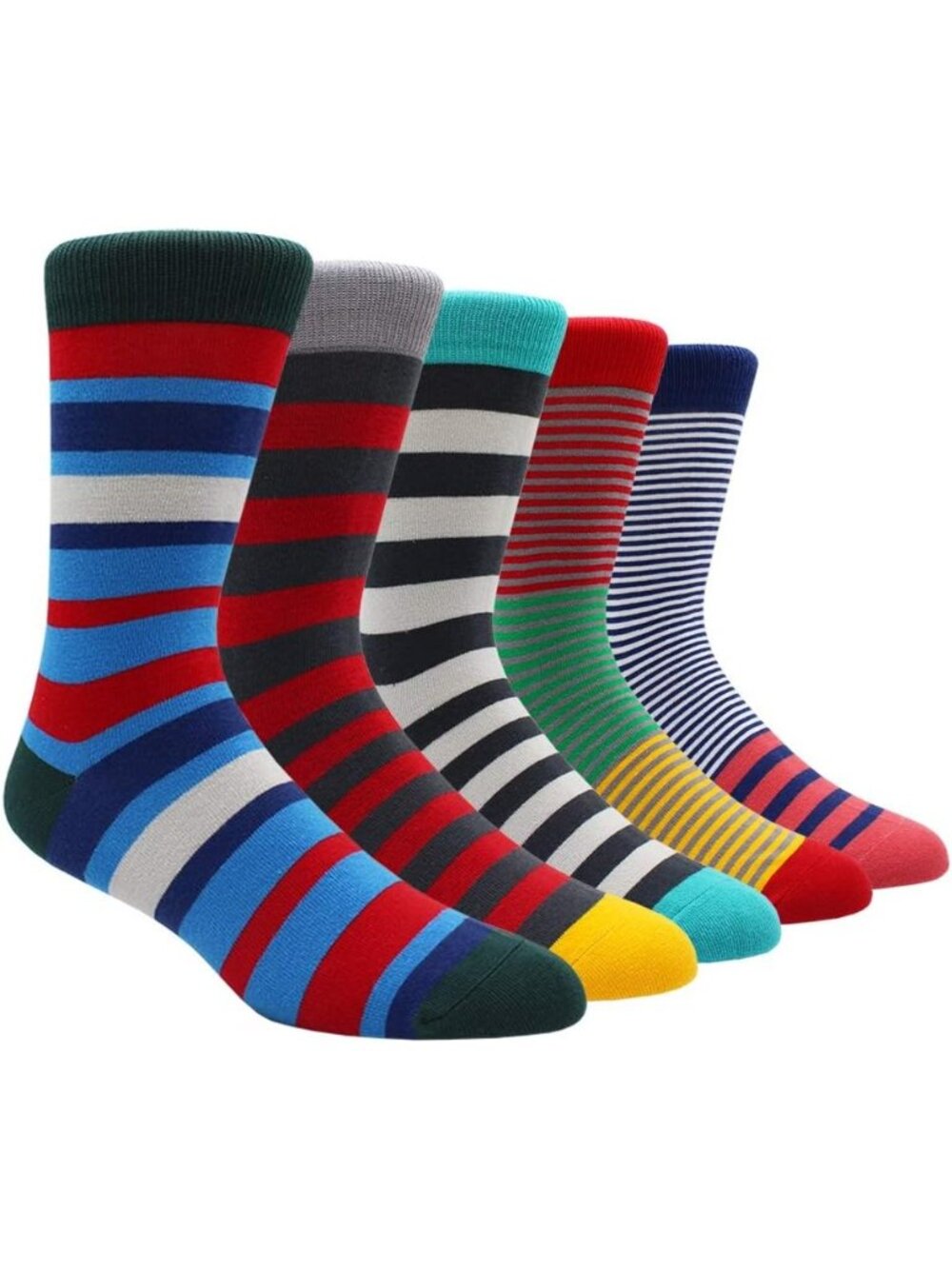🧦Men's 7 Colorful Striped 6 Pairs Dress Socks Pattern Funny Casual Socks Pack